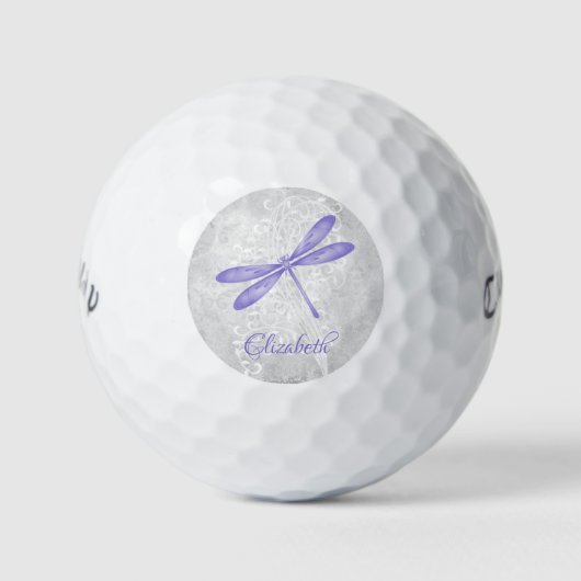 Lila Personalisierte Golfbälle für Dragonfly (Vorderseite)