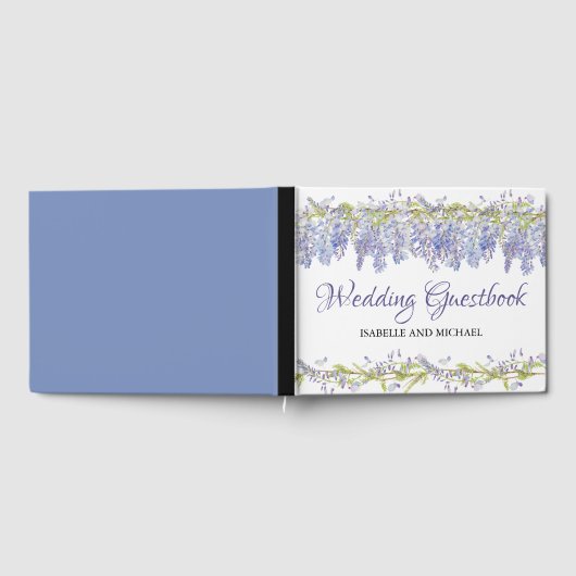 Lila Personalisierte Hochzeit mit Blumen Gästebuch (Voll)