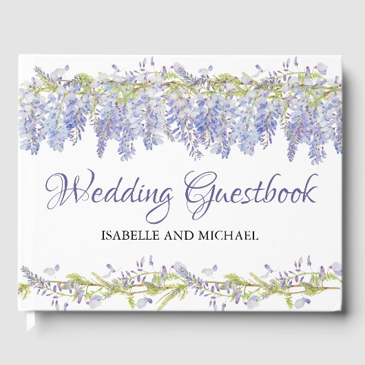 Lila Personalisierte Hochzeit mit Blumen Gästebuch (Vorderseite)