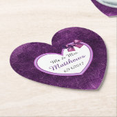 Lila Personalisierte Hochzeitsherz-Untersetzer Untersetzer (angewinkelt)