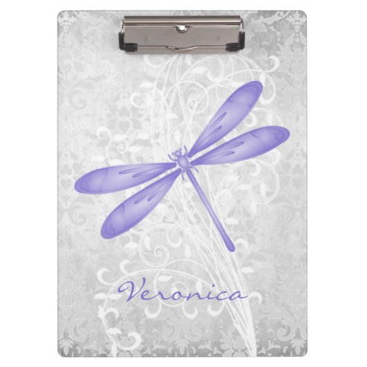 Lila Personalisierte Libelle Klemmbrett (Vorderseite)