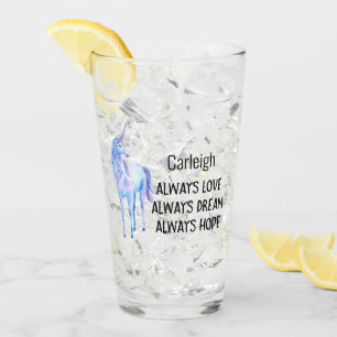 Lila Personalisierte Liebe Unicorn Glas