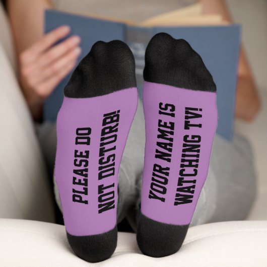 Lila personalisierte Message Socks Socken (Unterseite)
