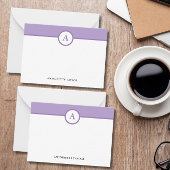 Lila Personalisierte Monogramm-Mitteilungskarten Mitteilungskarte