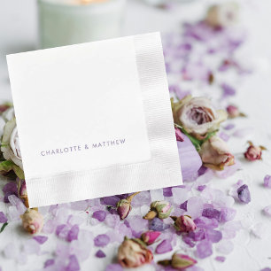Lila personalisierte Namen geprägte Hochzeit Serviette