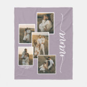 Lila Personalisierte Nana Grandkid 5 FotoCollage Fleecedecke (Vorderseite)