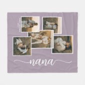 Lila Personalisierte Nana Grandkid 5 FotoCollage Fleecedecke (Vorderseite (Horizontal))
