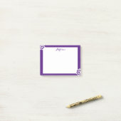 Lila Personalisierte Post-it®-Notizen Weiße Blume Post-it Klebezettel (Auf Schreibtisch)