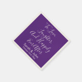 Lila Personalisierte Script-Hochzeitsempfehlung Serviette (Ecke)