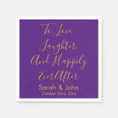 Lila Personalisierte Script-Hochzeitsempfehlung Serviette (Vorderseite)