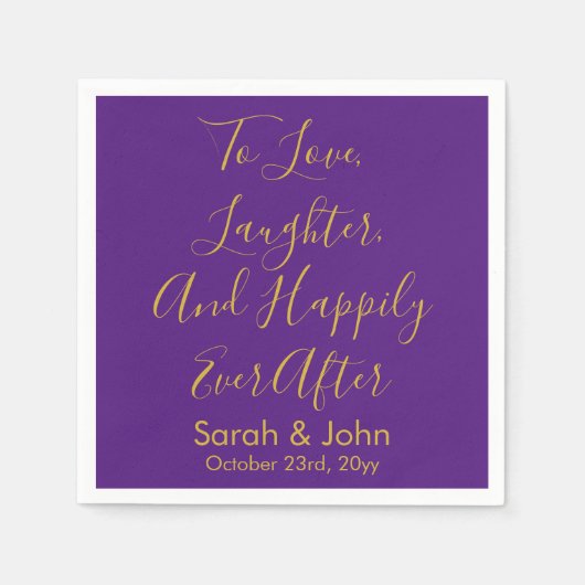 Lila Personalisierte Script-Hochzeitsempfehlung Serviette (Vorderseite)