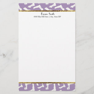 Lila Personalisierte Stationierung aus Gold Briefpapier