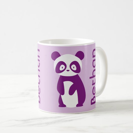 Lila personalisierte Tasse des Panda-(irgendein (VorderseiteRechts)