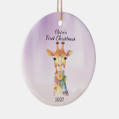 Lila Personalisierte WeihnachtsGiraffe für das Bab Keramik Ornament (Rechts)