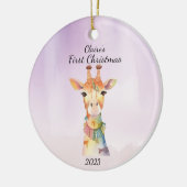 Lila Personalisierte WeihnachtsGiraffe für das Bab Keramik Ornament (Links)