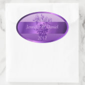 Lila Personalisierte Weinetiketten Ovaler Aufkleber (Tasche)
