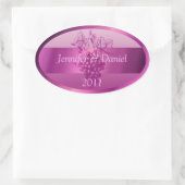 Lila Personalisierte Weinetiketten Ovaler Aufkleber (Tasche)