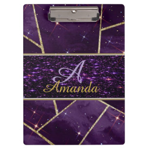 lila personalisierter glitzernder klemmbrett