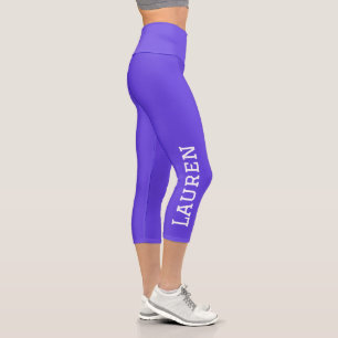 Lila Personalisierter Individuelle Name Solid Colo Capri Leggings