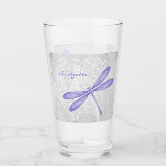 Lila Personalisierter Libelle-Cup Glas (Vorderseite)