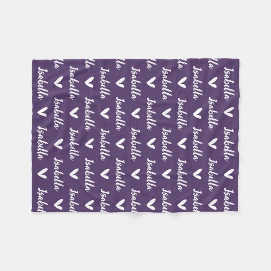Lila Personalisierter Name - Blanket mit Herz Fleecedecke (Vorderseite (Horizontal))