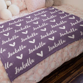 Lila Personalisierter Name - Blanket mit Herz Fleecedecke