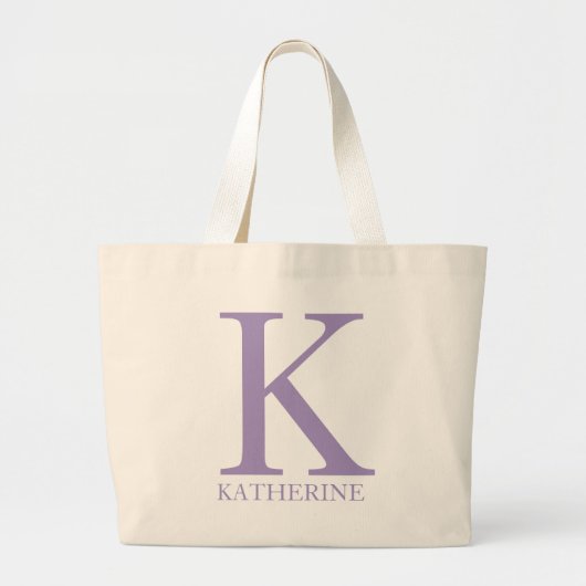 Lila personalisierter Name Monogramm Anfangsbuchst Jumbo Stoffbeutel (Vorne)