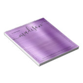 Lila Personalisierter Name vom Schreibtisch Notizblock (angewinkelt)