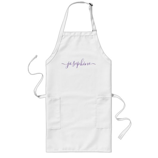 Lila Personalisierter Skriptname Erwachsene-Schürz Lange Schürze (Vorne)