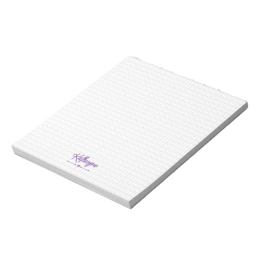 Lila Personalisierter Strick Stitch Notepad Notizblock (Rotiert)