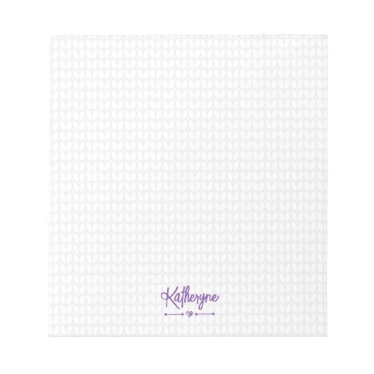 Lila Personalisierter Strick Stitch Notepad Notizblock (Vorderseite)