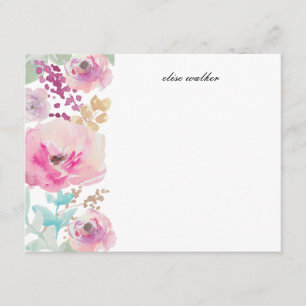 Lila personalisiertes Briefpapier der Blumen- Einladung