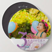 Lila personalisiertes Foto Button (Vorne & Hinten)