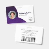 Lila Personalisiertes Foto, Logo, Strichcode-Mitar Ausweis (Front & Back)