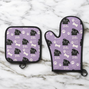 Lila Personalisiertes Foto Ofenhandschuh & Topflappen-Set