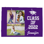 Lila Personalisiertes Foto Senior Class 2021 Große Geschenktüte (Rückseite)