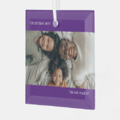 Lila Personalisiertes Foto Weihnachten Ornament Aus Glas (Vorderseite links)