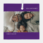 Lila Personalisiertes Foto Weihnachten Ornament Aus Glas (Rückseite)