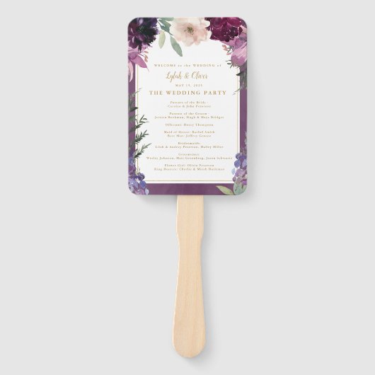 Lila | Personalisiertes Hochzeitsprogramm Fächer (Vorderseite)