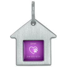 Lila personalisiertes Hund-ID-Tag Name und Telefon