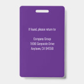 Lila Personalisiertes Mitarbeiter-Foto-ID-Abzeiche Ausweis (Rückseite)