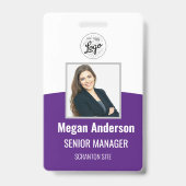 Lila Personalisiertes Mitarbeiter-Foto-ID-Abzeiche Ausweis (Vorderseite)