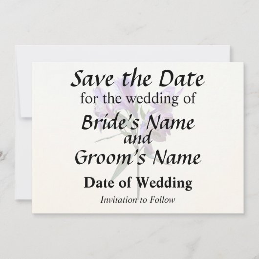 Lila peruanische Lilie Save The Date (Vorderseite)
