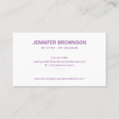 Lila Pet Store Boutique Katze Hundehasen Kaninchen Visitenkarte (Rückseite)