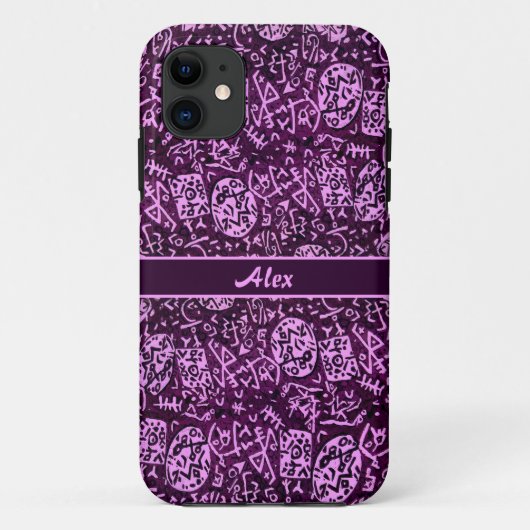 Lila Petroglyphen (anpassbar) Case-Mate iPhone Hülle (Rückseite)