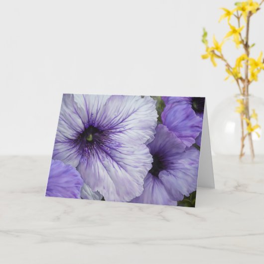 Lila Petunia Blume Floralkunst Karte (Gelbe Blume)