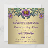 Lila Petunia Gold 50. Hochzeitstag Einladung (Rückseite)