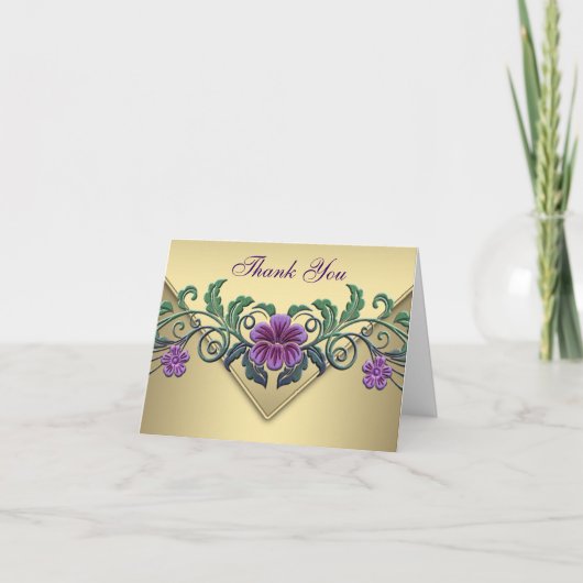 Lila Petunia Gold Dankeskarten Dankeskarte (Vorderseite)