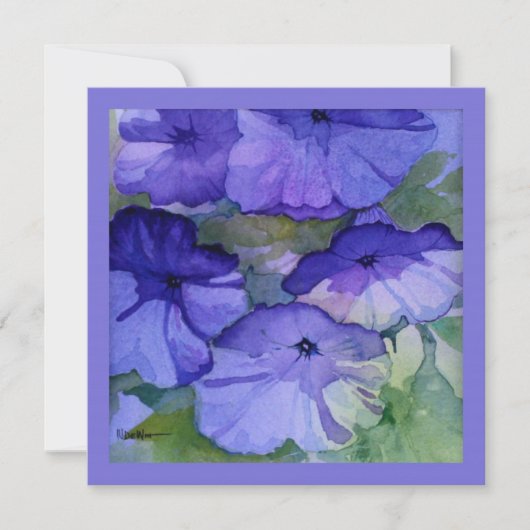 Lila Petunia Tee Party Einladung (Vorderseite)