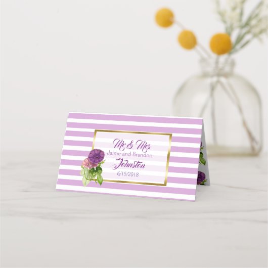 Lila Petunia Wedding Tischnummer Cards Platzkarte (Rückseite)